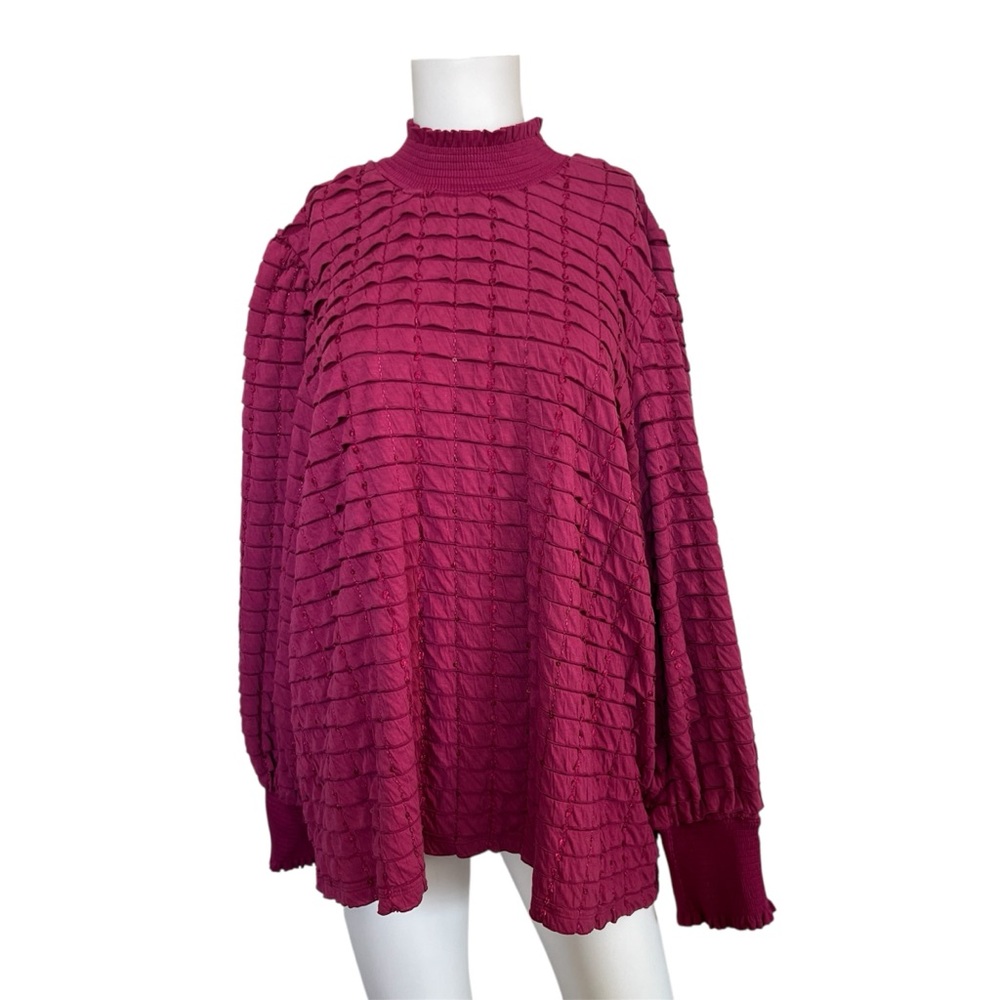 English Factory Tiered Jersey Top Mock Neck Blouse Womens Plus Size 2X